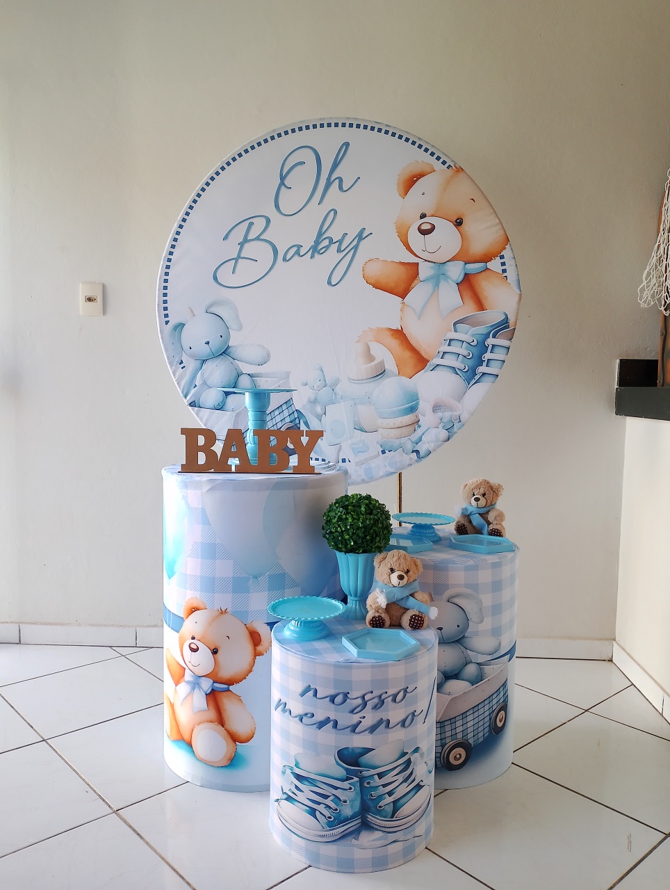 Kit Ursinho Azul (Oh Baby) Bronze - Lana Festas 