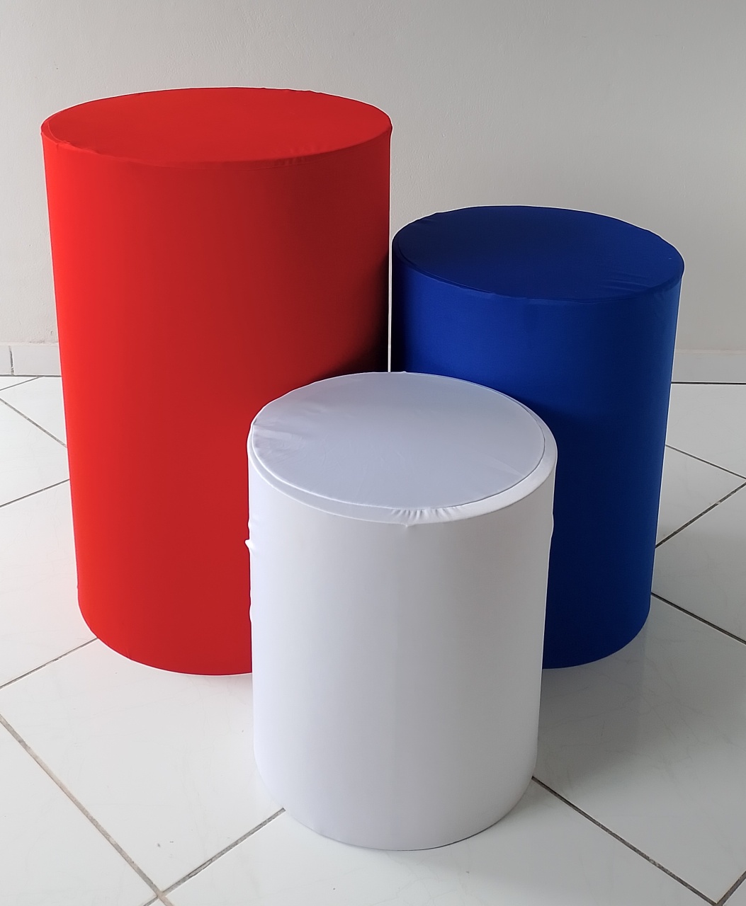Kit Capas Cilindros Vermelho, Azul , Branco  - Lana Festas 