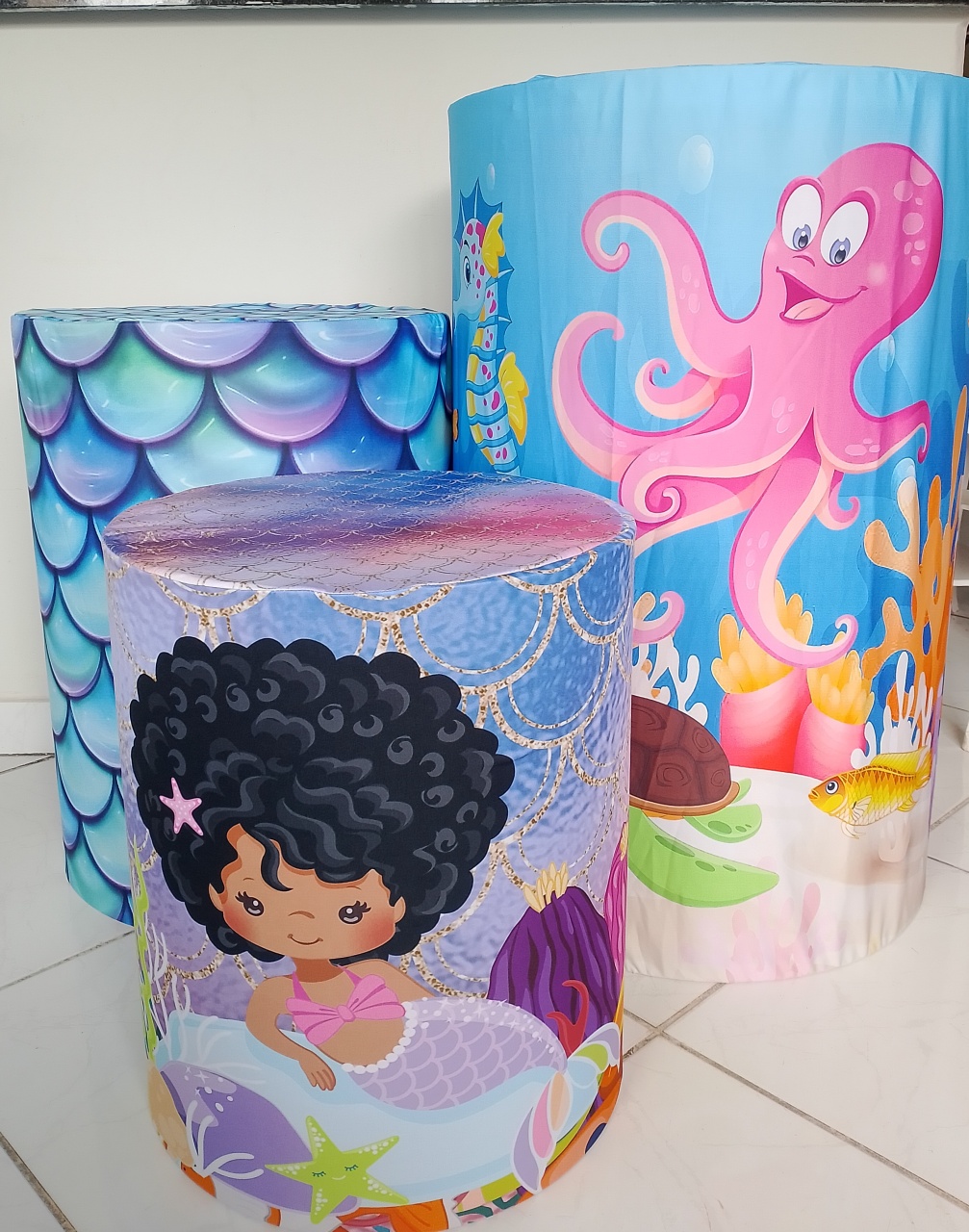 Kit Capas Cilindros A Pequena Sereia Morena - Lana Festas 