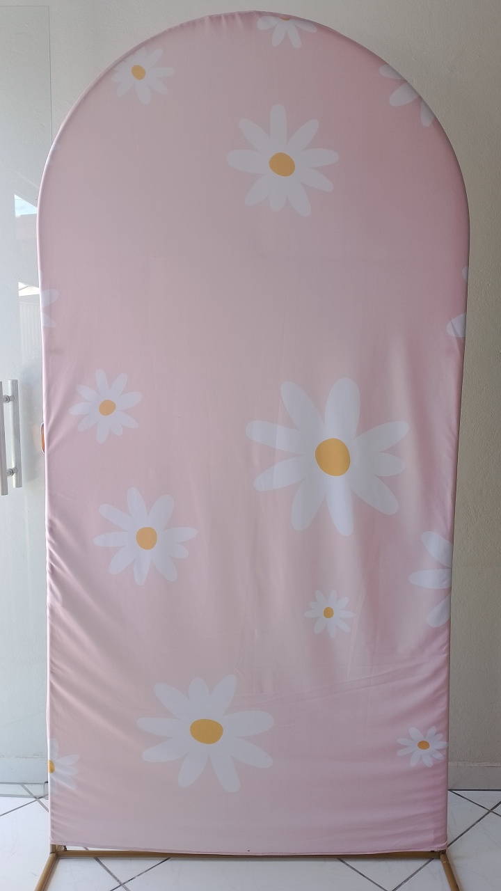 Capa Painel Romano Rosa Margaridas  - Lana Festas 