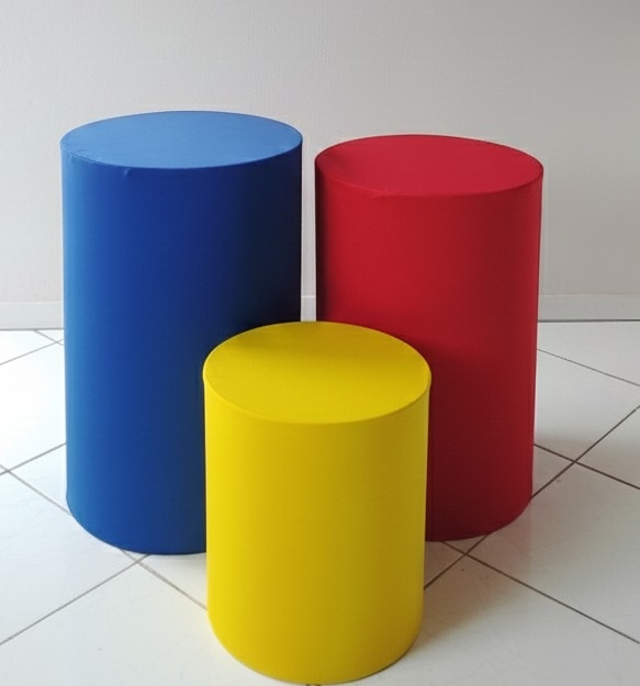 Kit Capas Cilindros Azul Escuro, Vermelho, Amarelo  - Lana Festas 