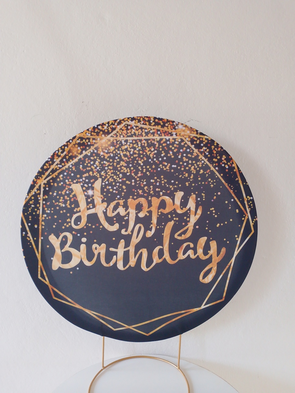 Capa Mini Painel Happy Birthday Preto E Dourado - Lana Festas 