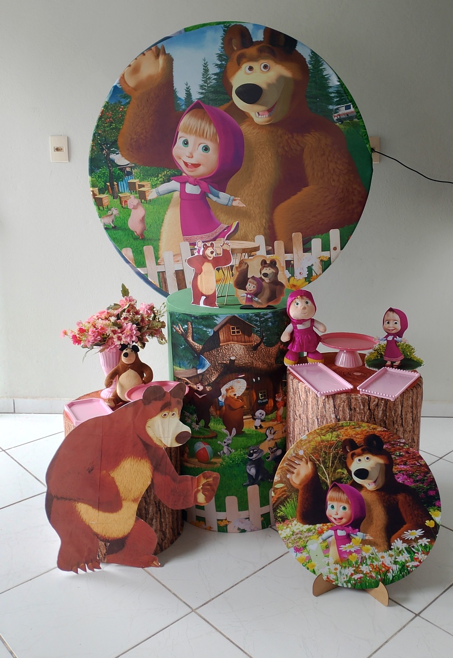 Kit Masha E Urso Bronze  - Lana Festas 