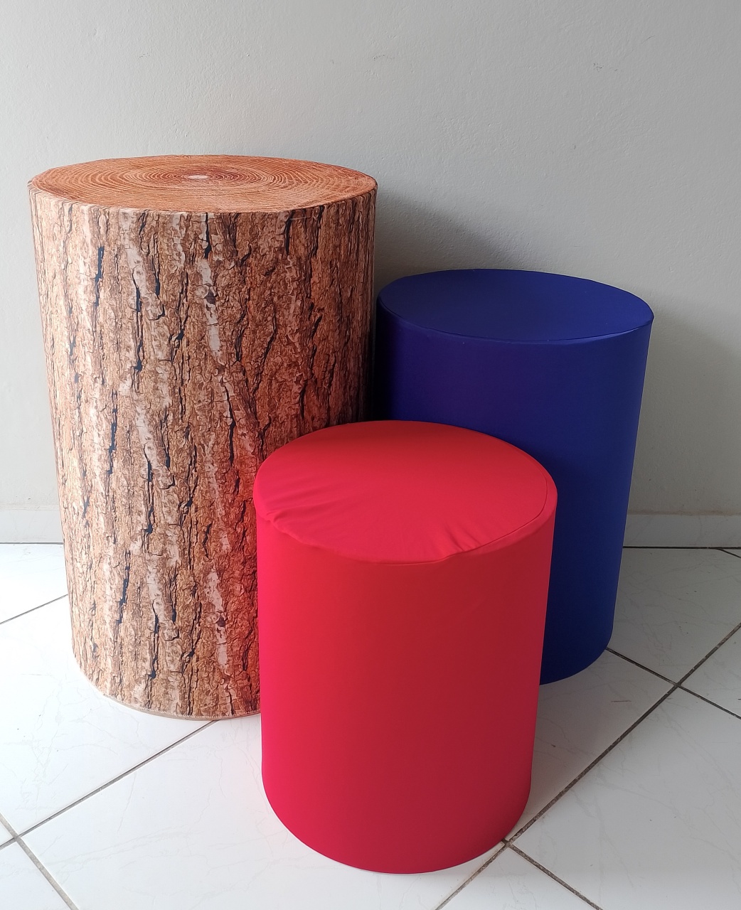 Kit Capas Cilindros Tronco, Azul E Vermelho  - Lana Festas 