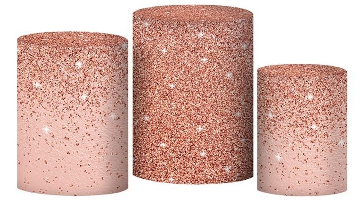 Capas de Trio de Cilindros Rose Glitter - Amanda Rocha de Azevedo