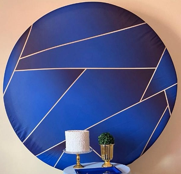 Capa de Painel Geométrico Azul C/ Dourado - Amanda Rocha de Azevedo