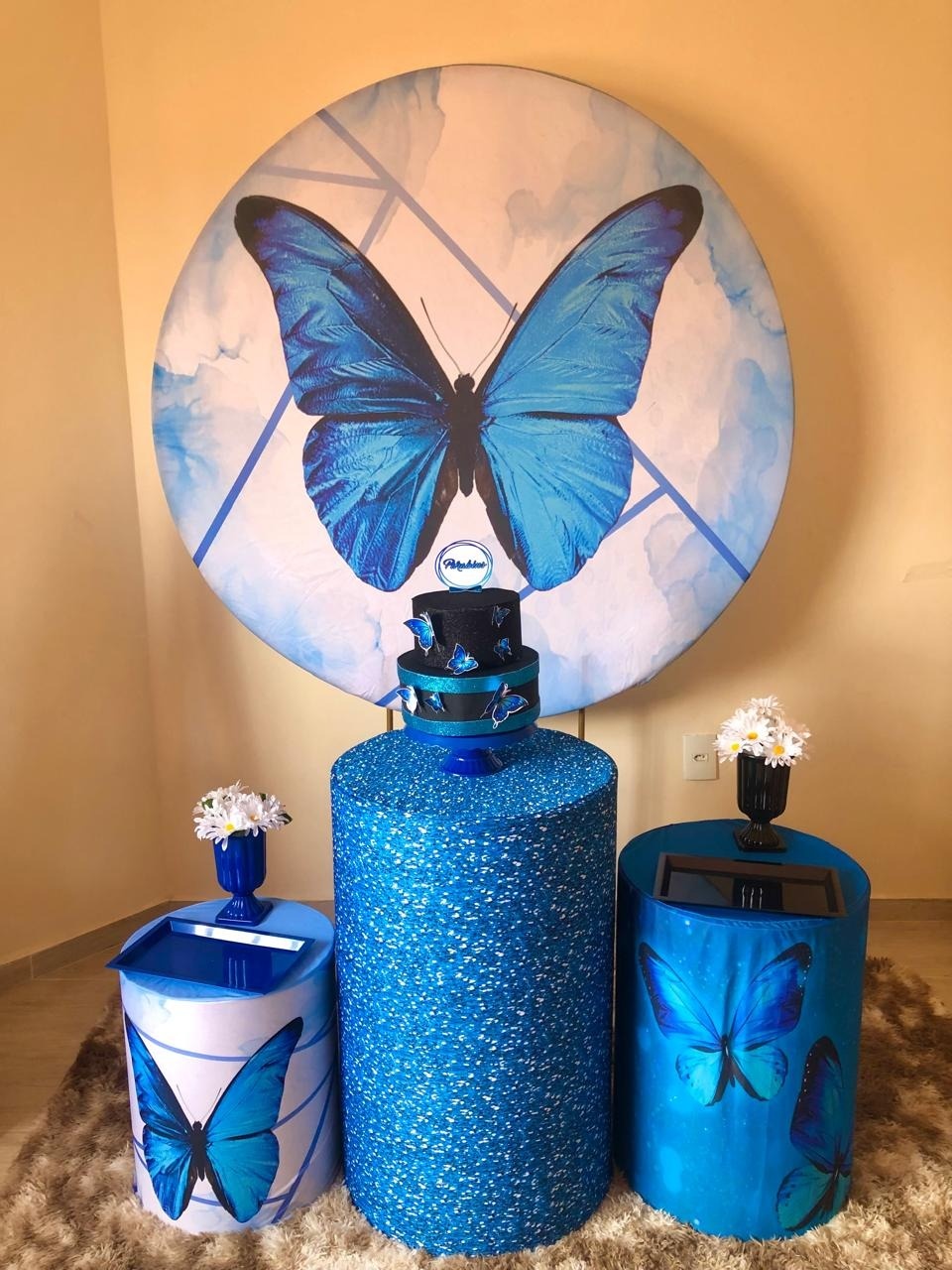 Capa de Painel E Cilindro Borboleta Azul - Amanda Rocha de Azevedo