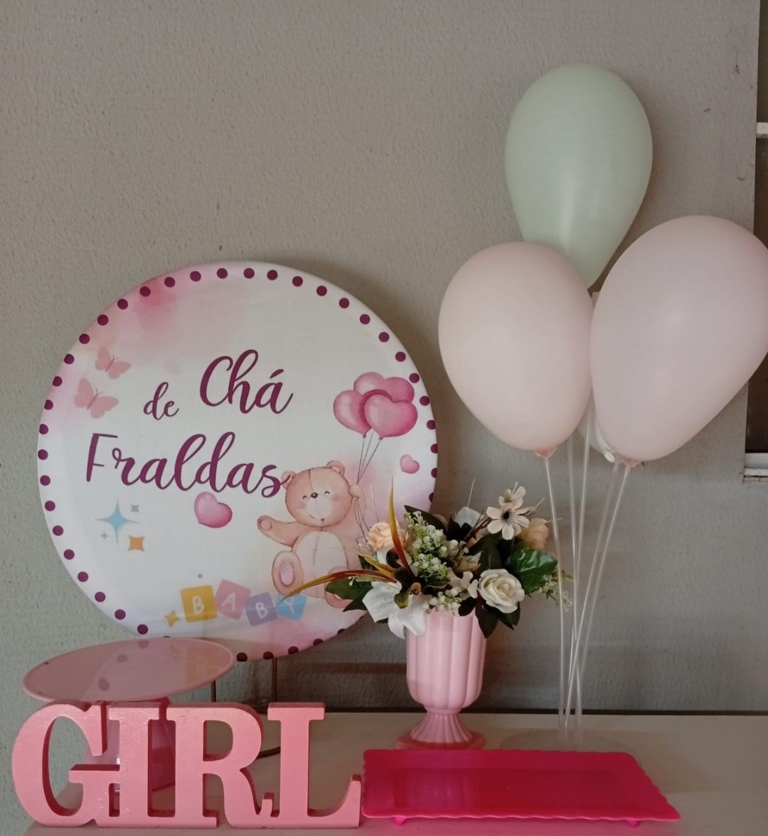 Kit Mesa Chá de Fraldas Menina  - Vitoria locações 