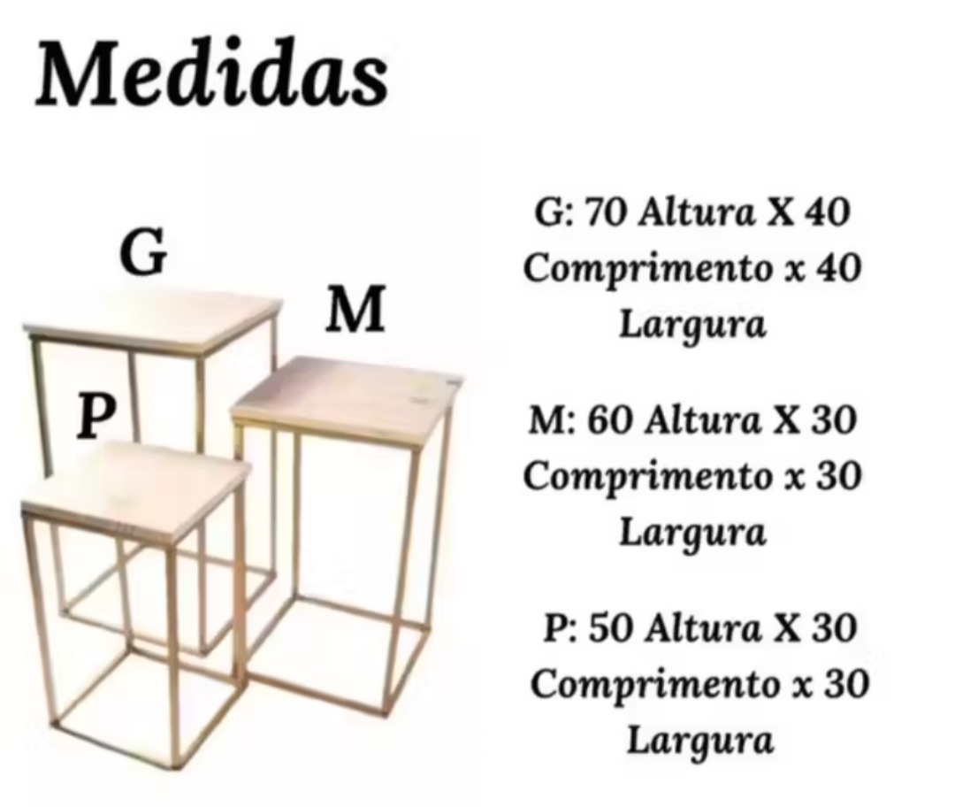 Mesa Ferro Cubo Dourada G - Sua festa PM