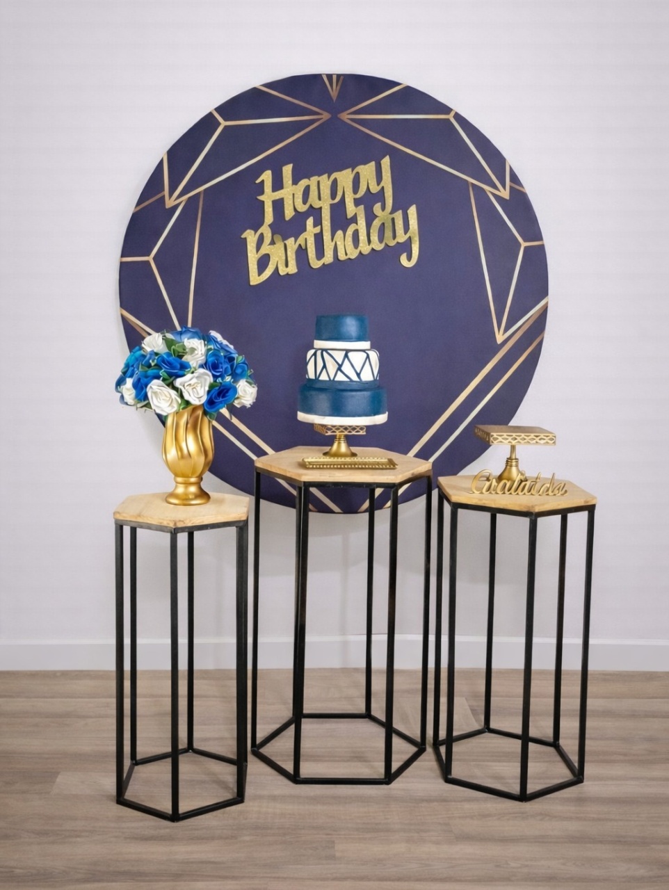 Kit P -  Azul Com Dourado - JPeventospeguemontee