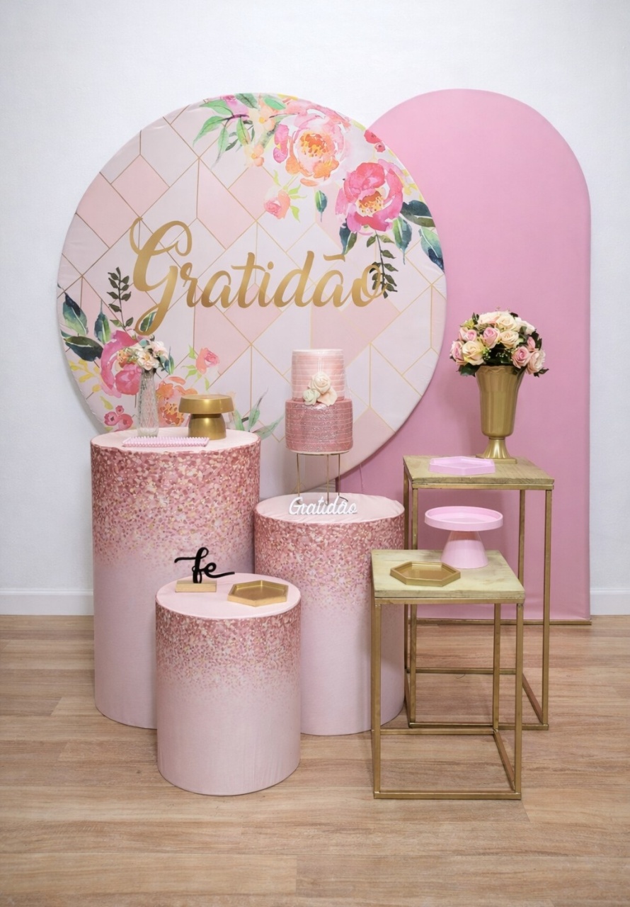 Decoração Gratidão Rosa - JPeventospeguemontee