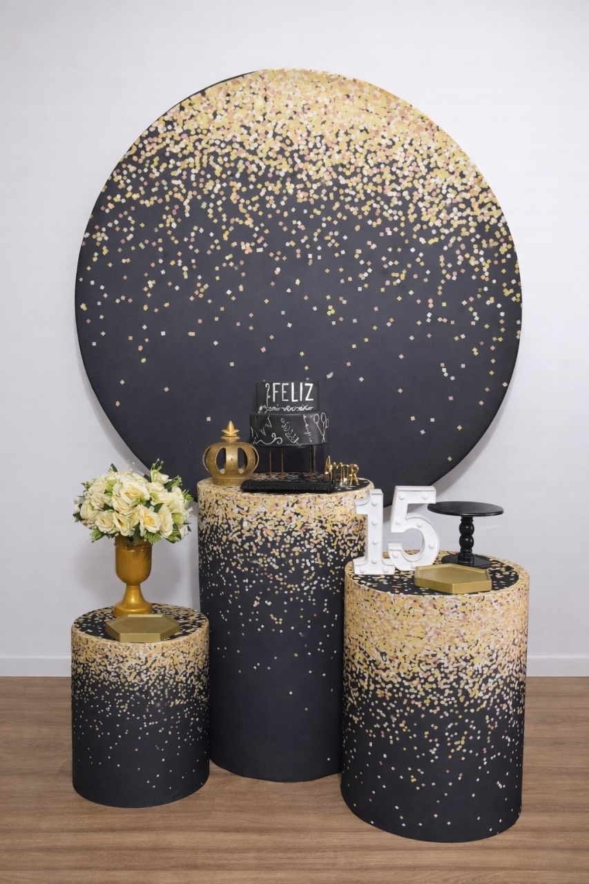 Kit P -  Glitter Preto E Dourado - JPeventospeguemontee