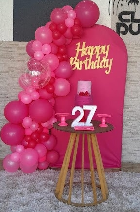 Decoração Rosa Pink ( Sem Bexigas ) - JPeventospeguemontee