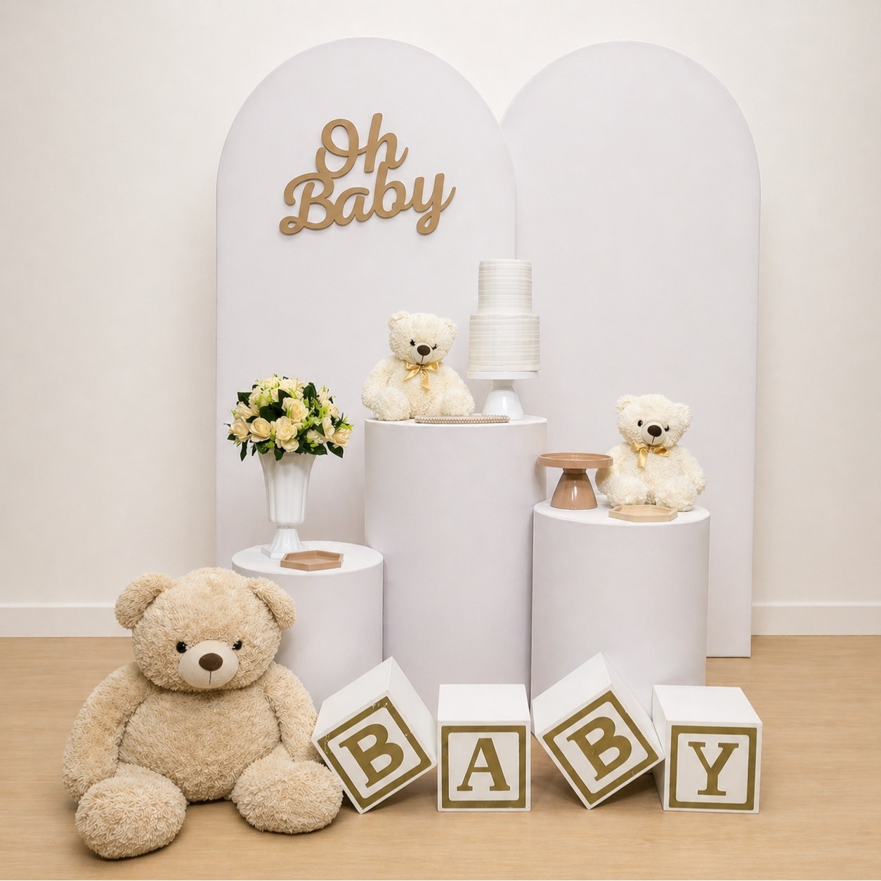 Kit P -  Chá de Bebe Branco  - JPeventospeguemontee