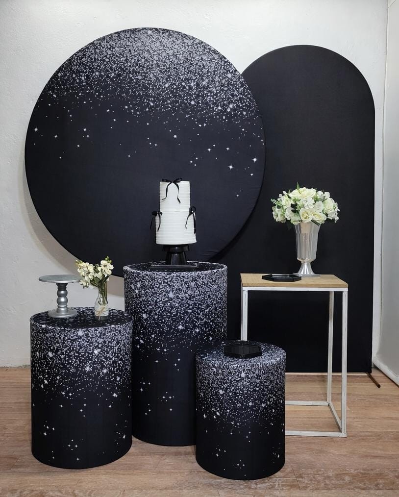 Kit M -  Glitter Preto Com Prata - JPeventospeguemontee