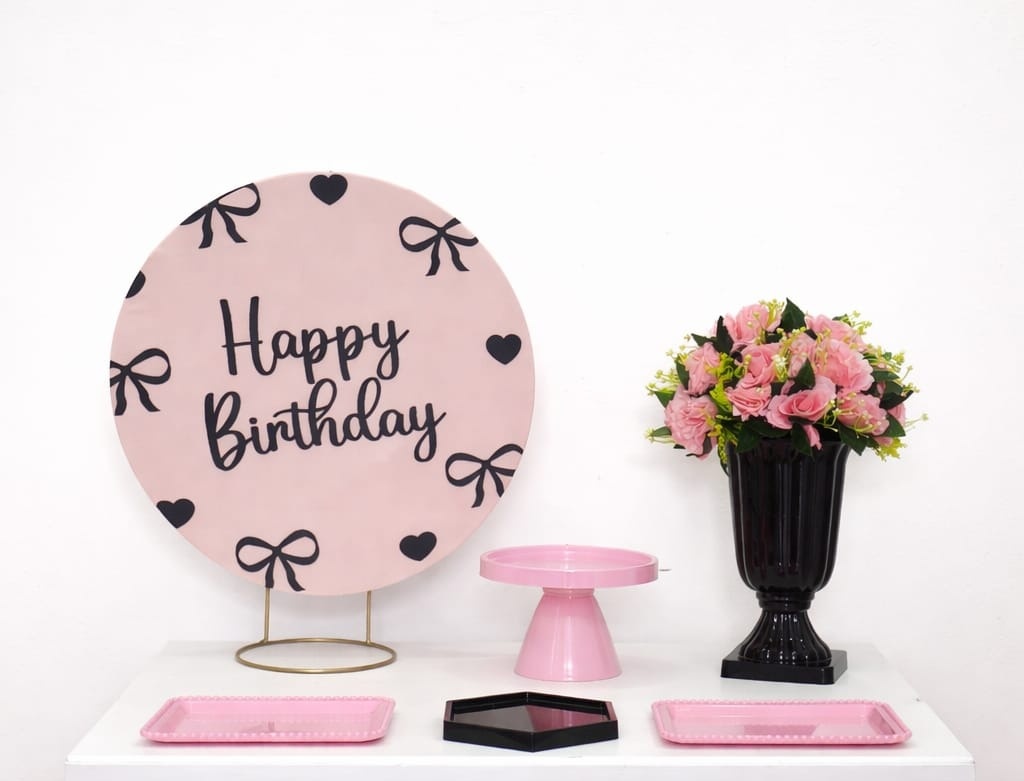 Mini Kit Laço Rosa E Preto - JPeventospeguemontee