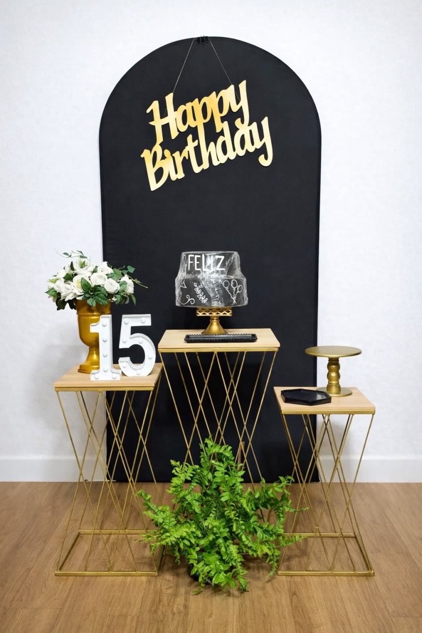 Kit P -  Happy Birthday Preto - JPeventospeguemontee
