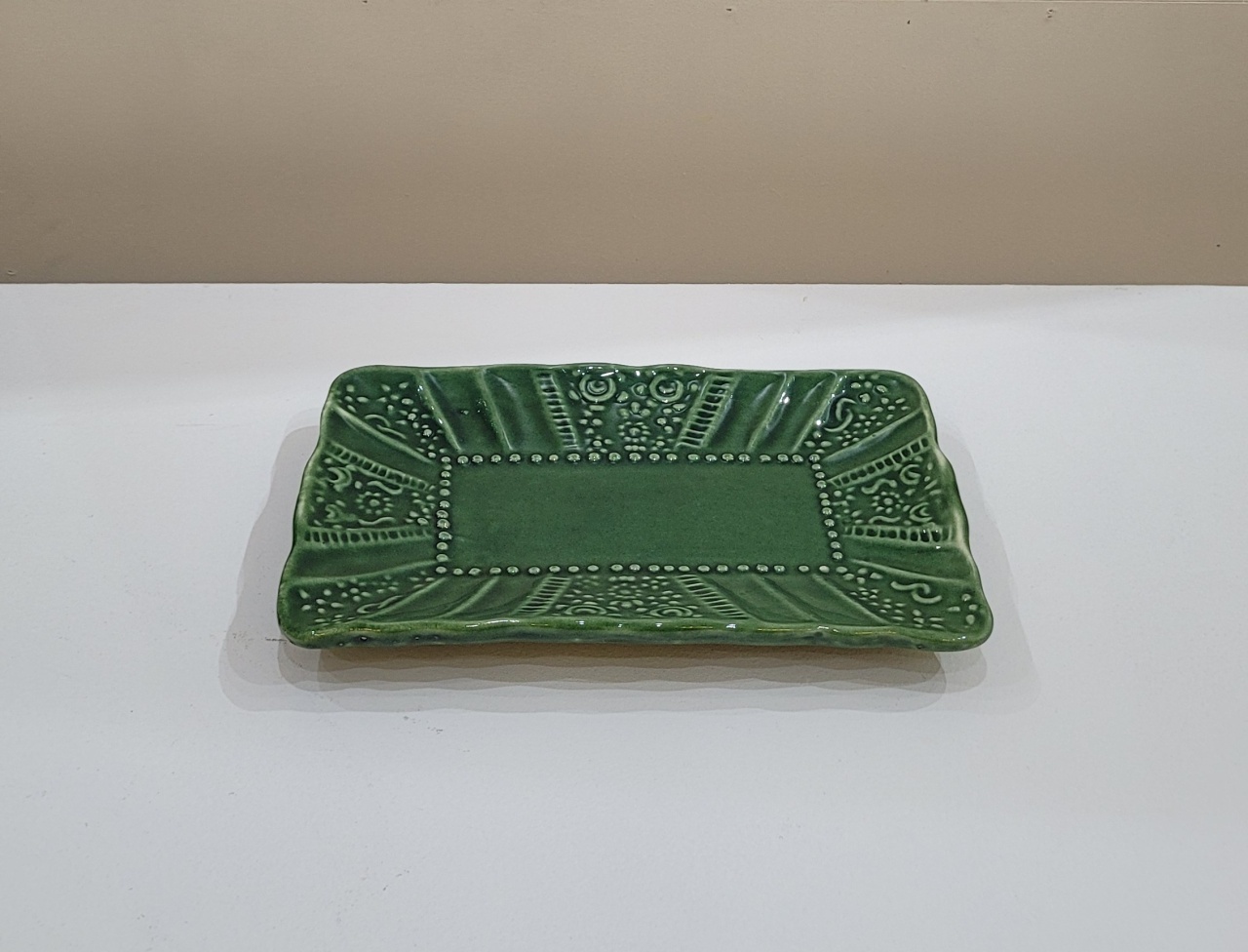 Bandeja Cerâmica Decorada - Verde Escuro - Sonhare Pocket