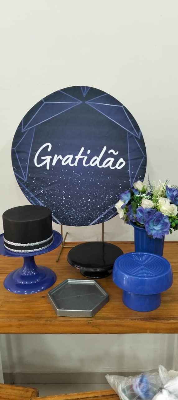 Kit Mesa Gratidão Azul - Nbs festas 
