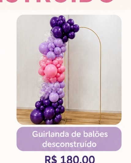 Arco de Balões Médio Desconstruído Delivery - Nbs festas 