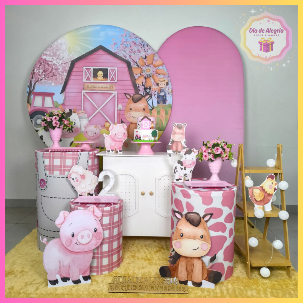 Fazendinha Rosa - Kit 3 - Dia de Alegria Pegue e Monte