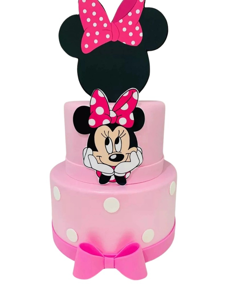 Bolo Fake Minnie Rosa - Dia de Alegria Pegue e Monte