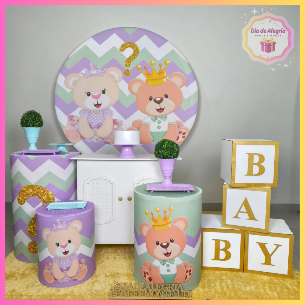 Chá Revelação Lilás Com Verde - Kit 2 - Dia de Alegria Pegue e Monte