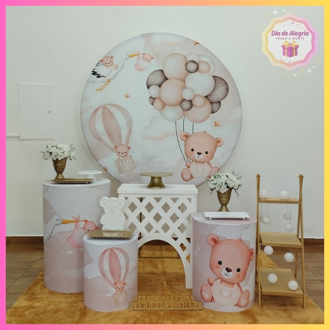 Ursinho Branco Com Bege (Rosado) - Kit 2 - Dia de Alegria Pegue e Monte