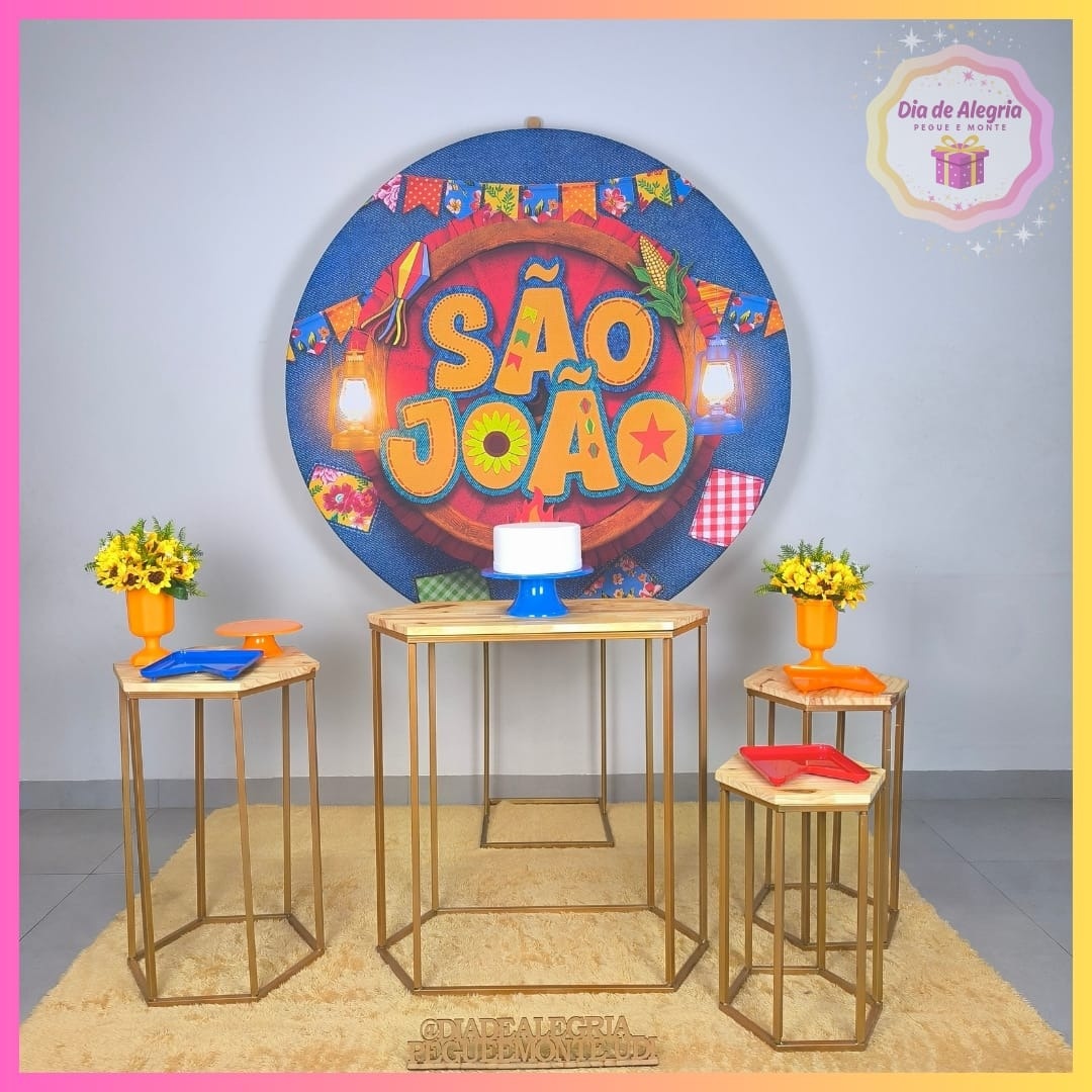 Junino Adulto São João - Kit 2 Com Mesas - Dia de Alegria Pegue e Monte