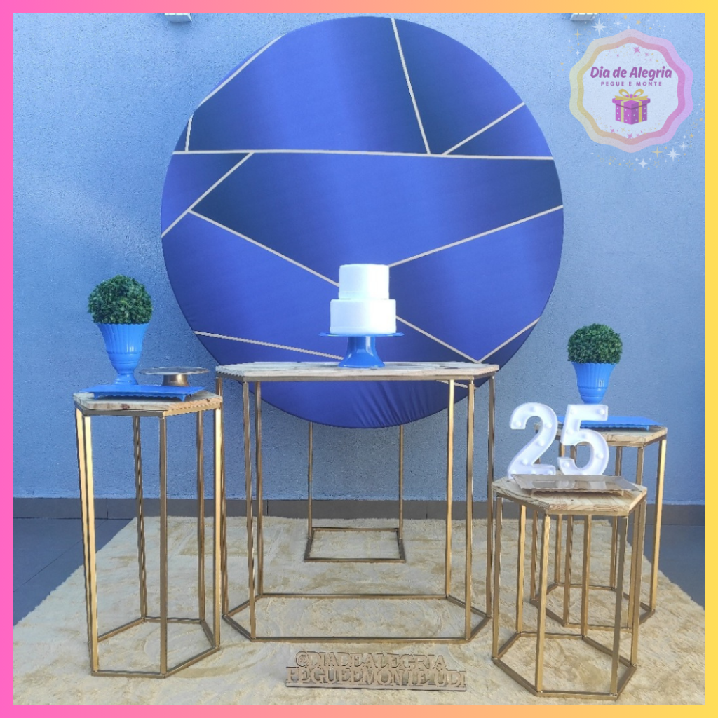 Azul Com Dourado - Kit 2 (Mesas) - Dia de Alegria Pegue e Monte