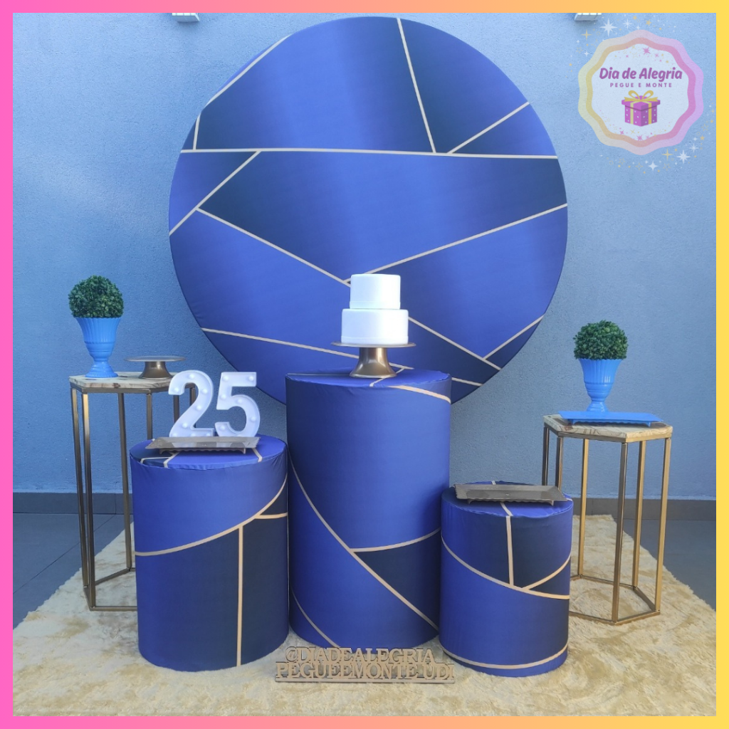 Azul Com Dourado - Kit 2 (Cilindros) - Dia de Alegria Pegue e Monte