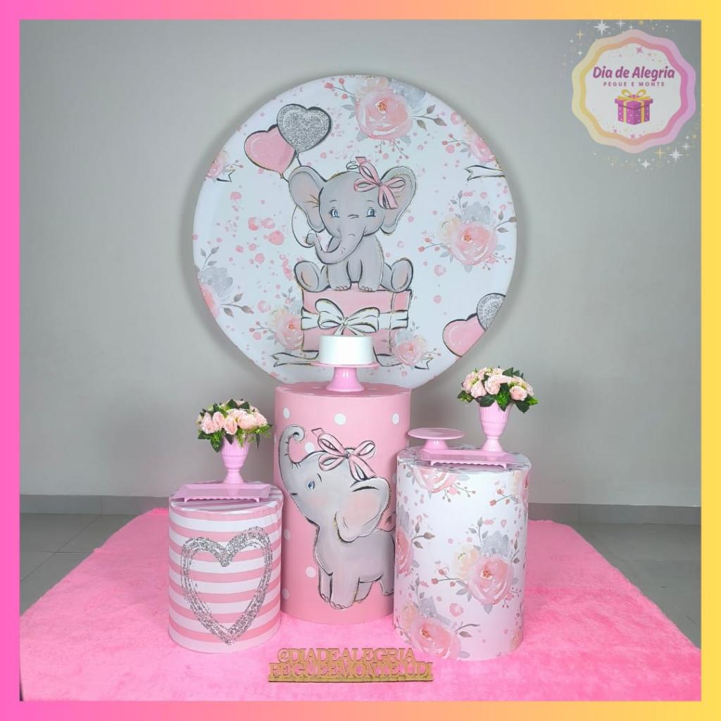 Elefantinho Rosa - Kit 1 - Dia de Alegria Pegue e Monte