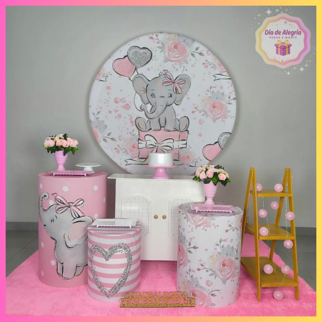 Elefantinho Rosa - Kit 2 - Dia de Alegria Pegue e Monte