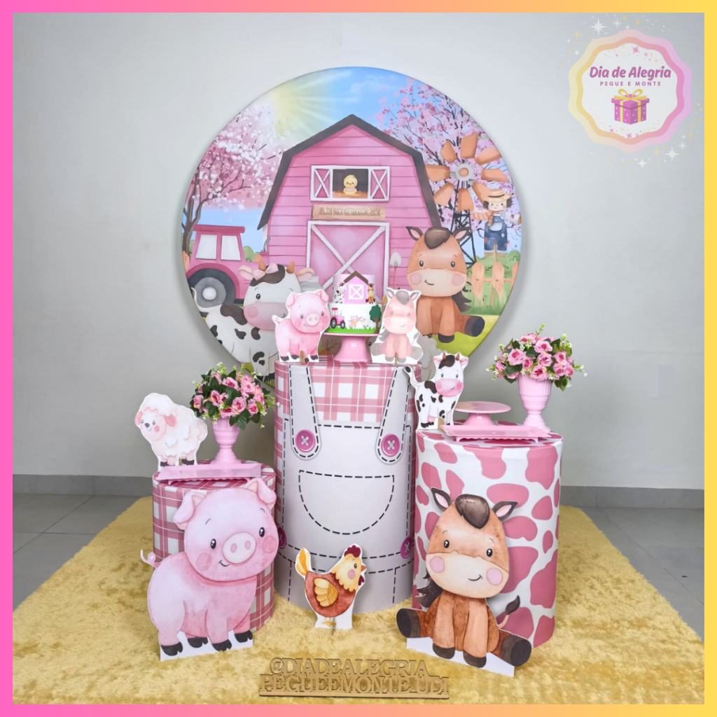 Fazendinha Rosa - Kit 1 - Dia de Alegria Pegue e Monte