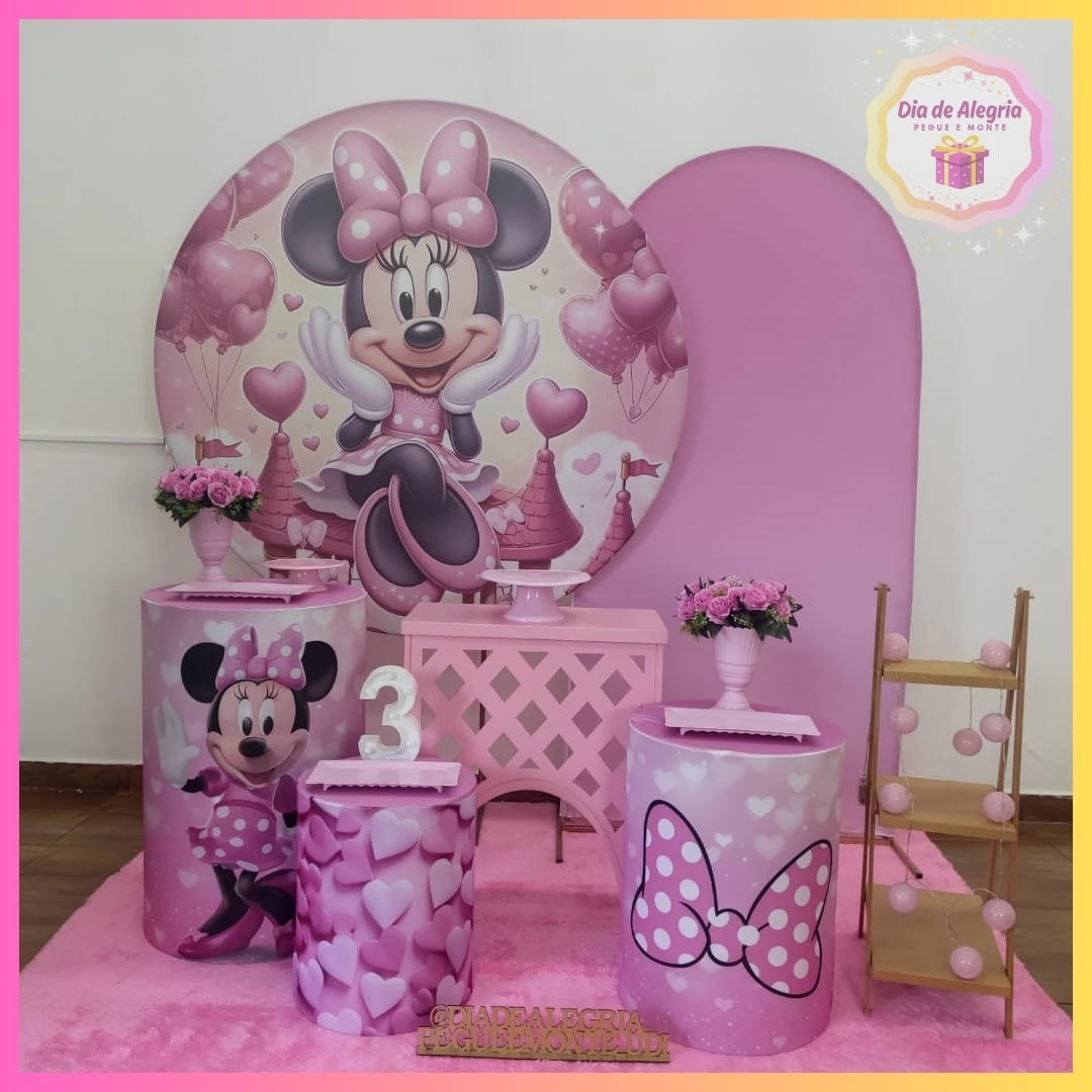 Minnie Rosa - Kit 3 - Dia de Alegria Pegue e Monte