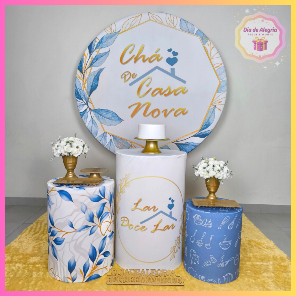 Chá de Casa Nova Azul - Kit 1 Cilindros - Dia de Alegria Pegue e Monte