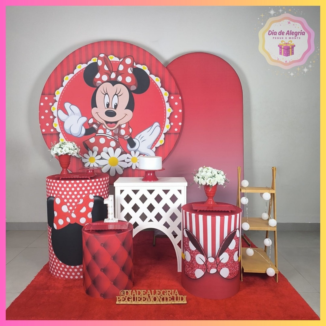 Minnie Vermelha - Kit 3 - Dia de Alegria Pegue e Monte