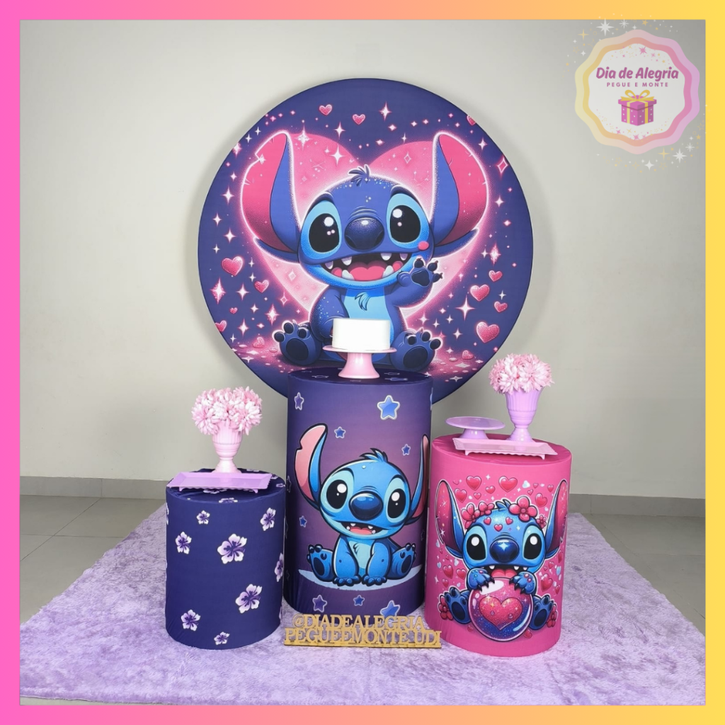 Stitch Coração - Kit 1 - Dia de Alegria Pegue e Monte