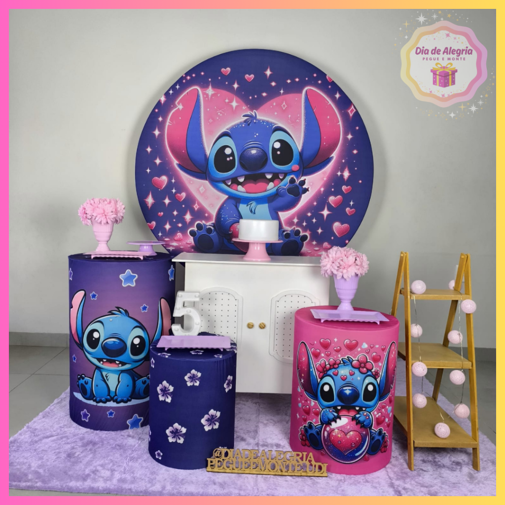 Stitch Coração - Kit 2 - Dia de Alegria Pegue e Monte