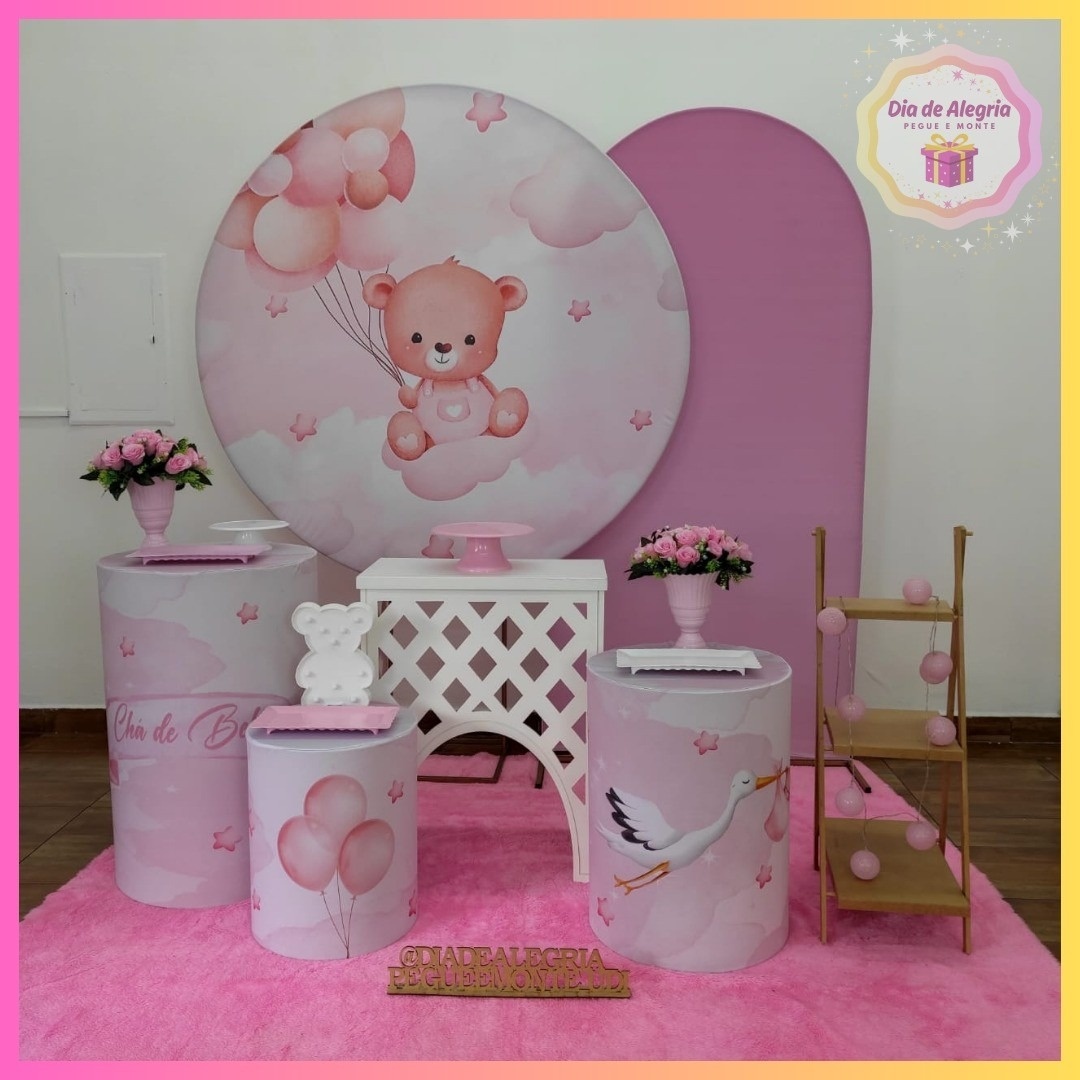 Ursinho Rosa - Kit 3 - Dia de Alegria Pegue e Monte