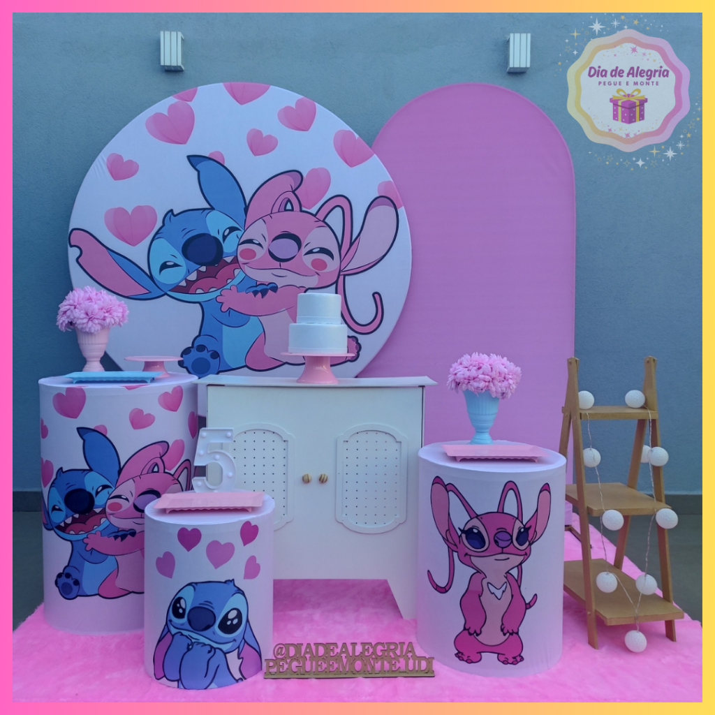 Stitch E Angel - Kit 3 - Dia de Alegria Pegue e Monte