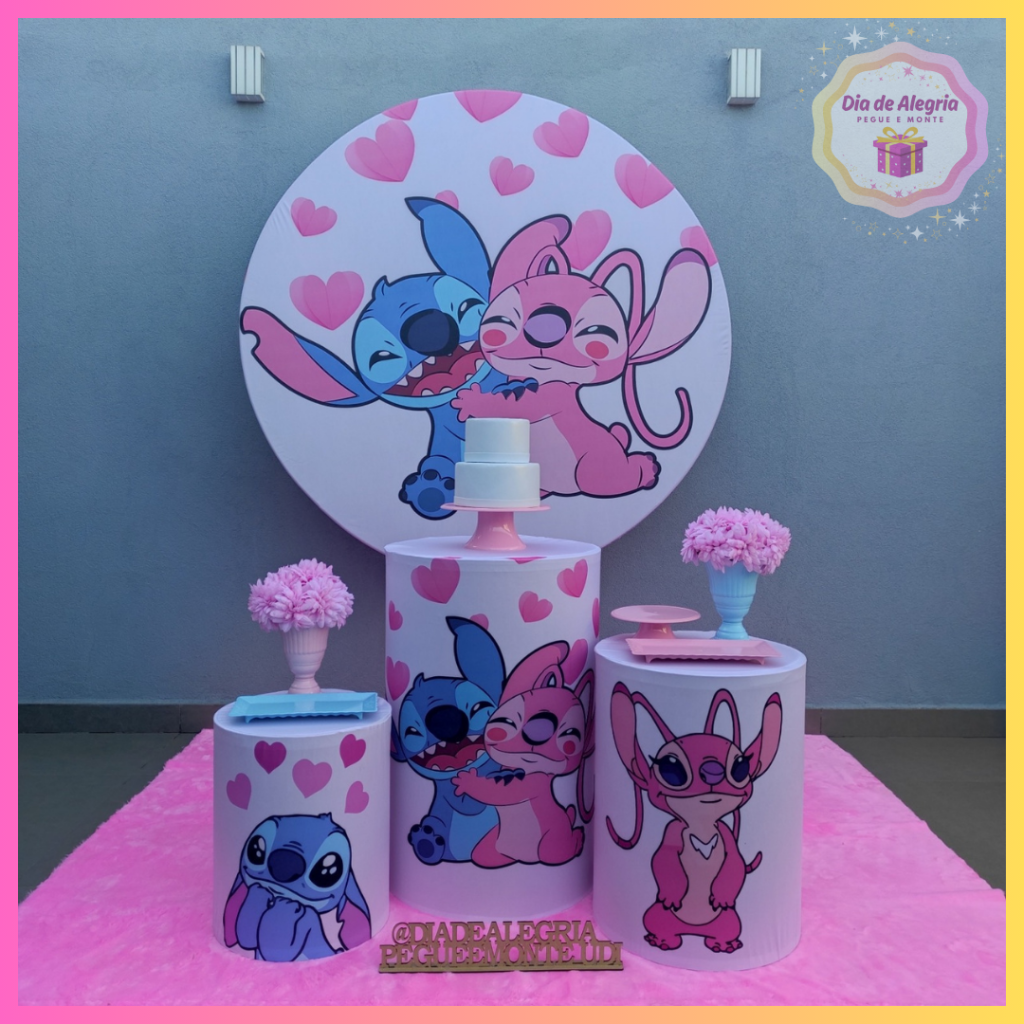 Stitch E Angel - Kit 1 - Dia de Alegria Pegue e Monte