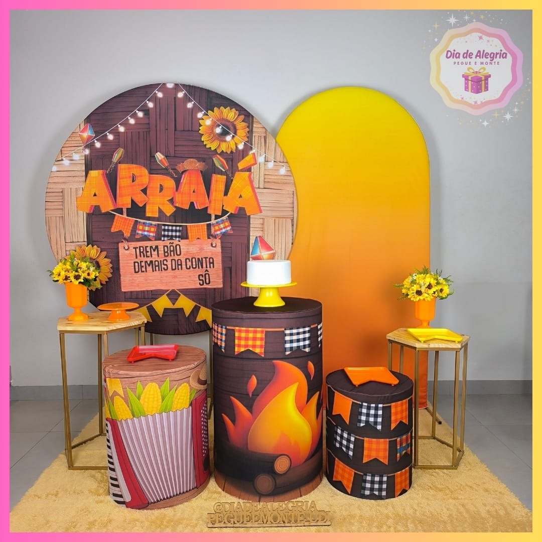 Junino Adulto Marrom - Kit 3 Com Cilindros - Dia de Alegria Pegue e Monte