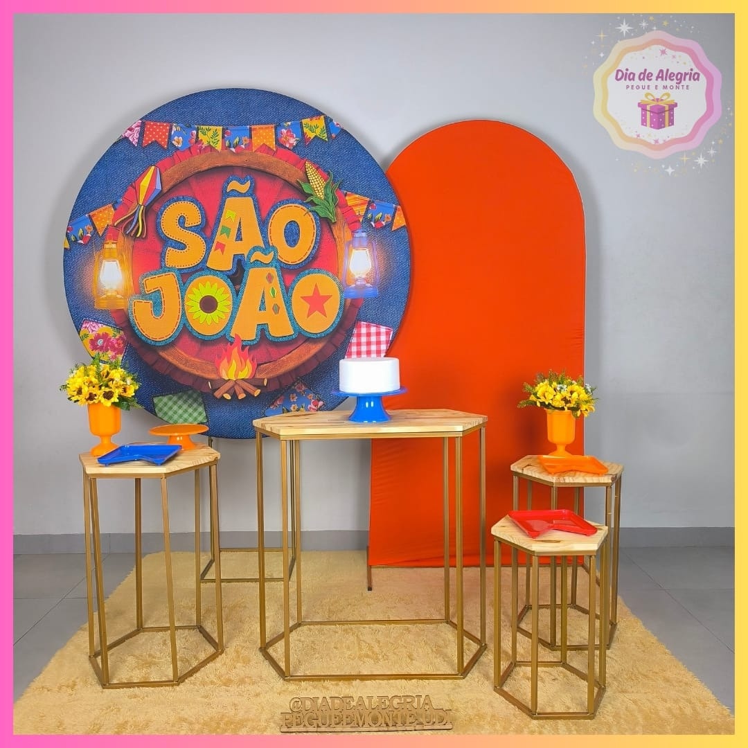 Junino Adulto São João - Kit 3 Com Mesas - Dia de Alegria Pegue e Monte