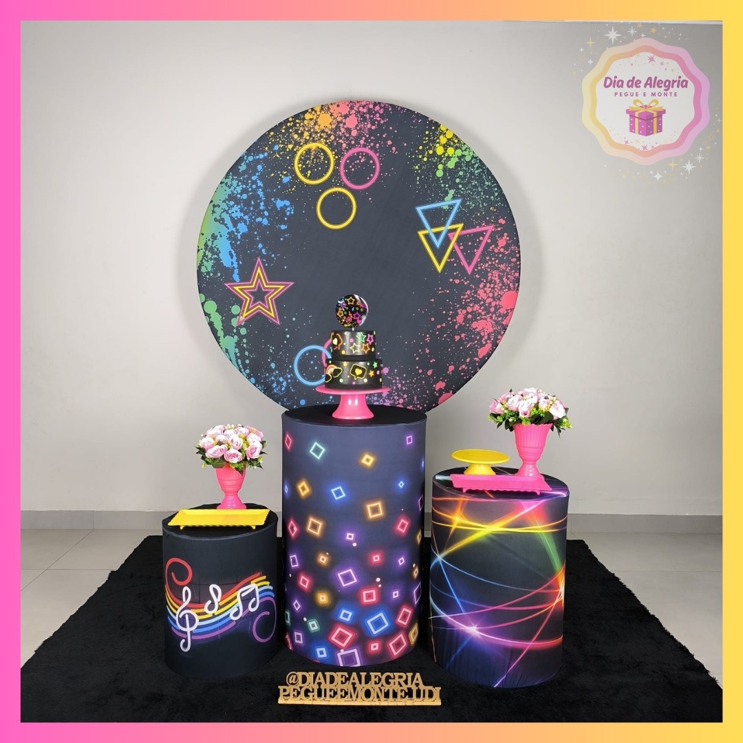 Festa Neon - Kit 1 - Dia de Alegria Pegue e Monte
