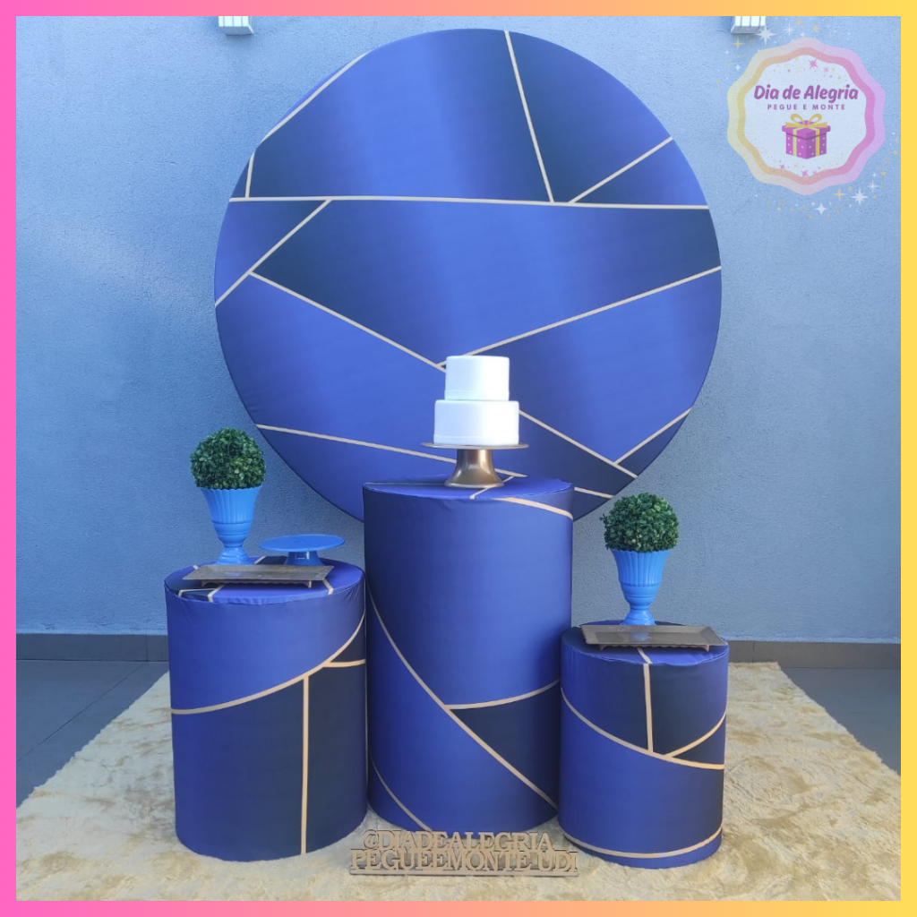 Azul Com Dourado - Kit 1 (Cilindros) - Dia de Alegria Pegue e Monte