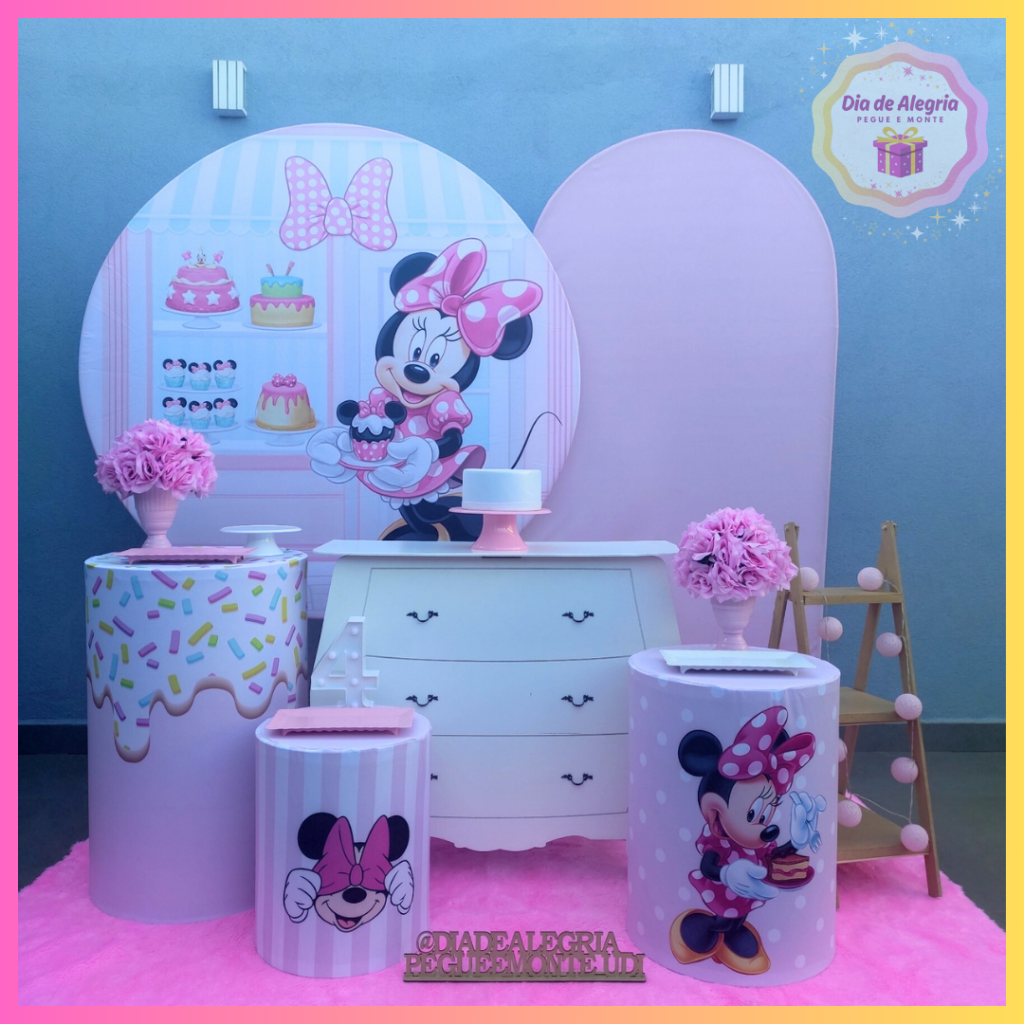 Minnie Confeiteira - Kit 3 - Dia de Alegria Pegue e Monte