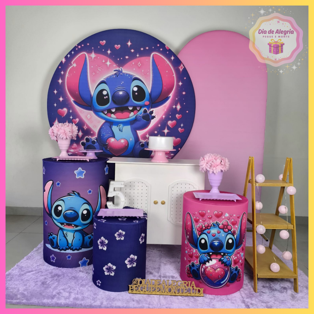 Stitch Coração - Kit 3 - Dia de Alegria Pegue e Monte