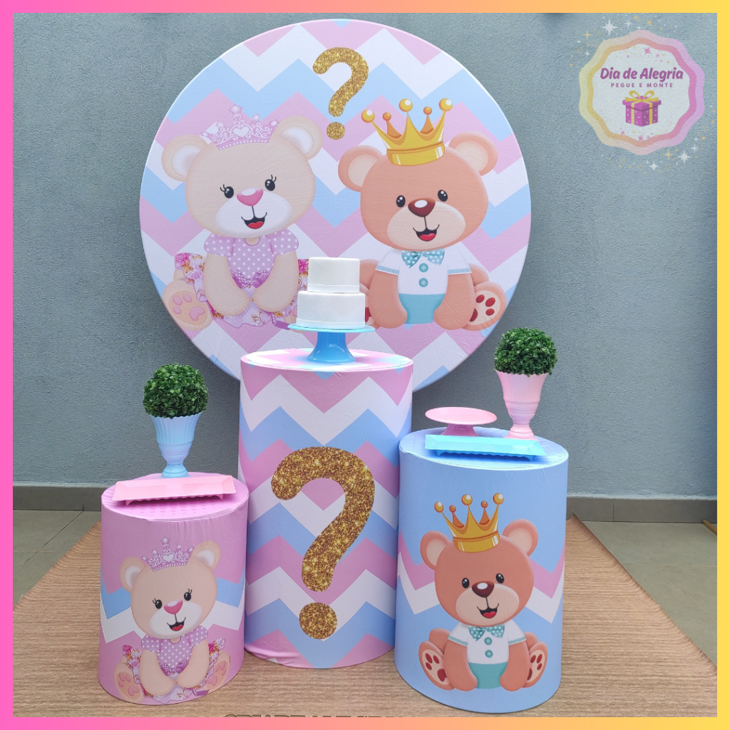 Chá Revelação Rosa E Azul - Kit 1 - Dia de Alegria Pegue e Monte