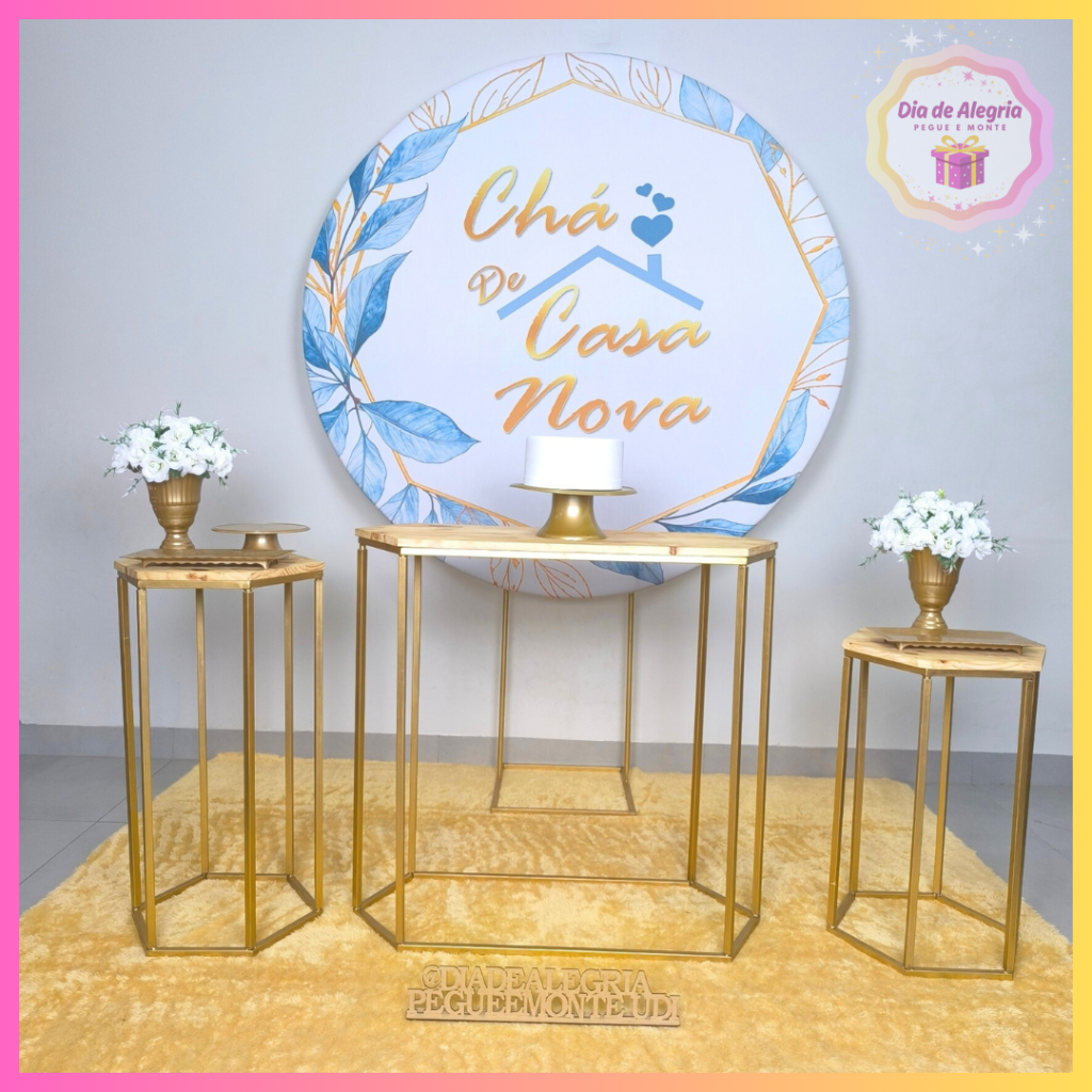 Chá de Casa Nova Azul - Kit 1 Mesas de Ferro - Dia de Alegria Pegue e Monte